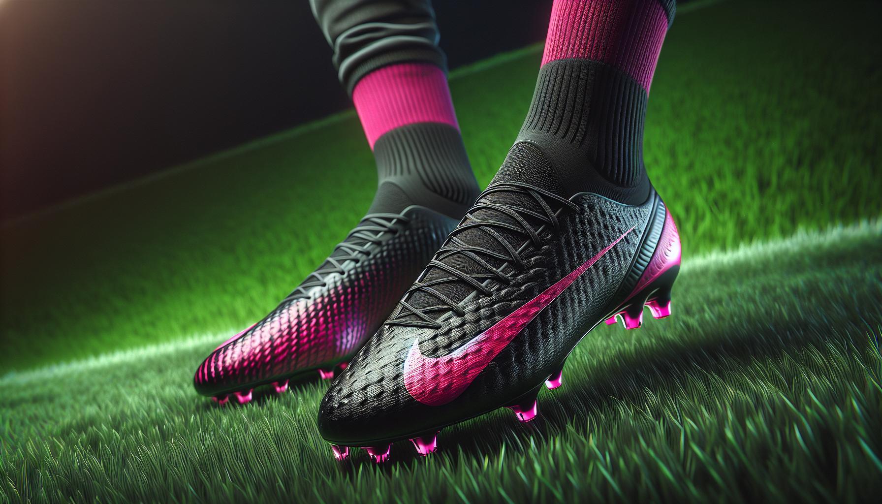 black and pink soccer cleats